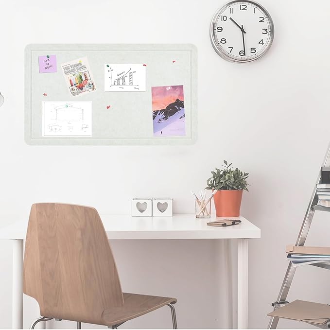 Vuzvuv Beige White 28"x16" Large Cork Board with 50 Push Pins & Sticky Notes, Self-Adhesive Bulletin Board No Damage for Wall, Felt Pin Board for Paste Notes, Photos, Schedules Offices Home