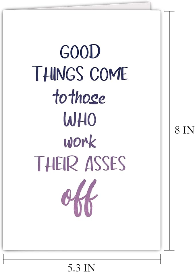 Supoeguk Funny Inspirational Work Hard Card, Congratulations on Promotion, New Job, Graduation, Good Things Come