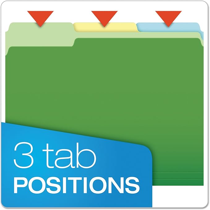 Pendaflex 84370 File Folders with Erasable Tabs, 1/3 Cut Top Tab, Letter, Assorted (Pack of 30)