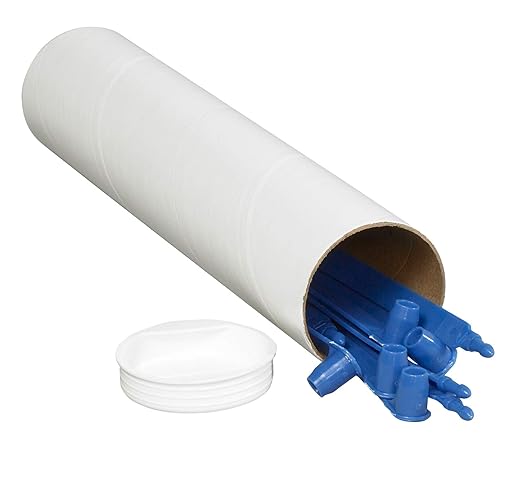 BOX USA BP2020W Mailing Tubes with Caps, 2" x 20", White (Pack of 50)