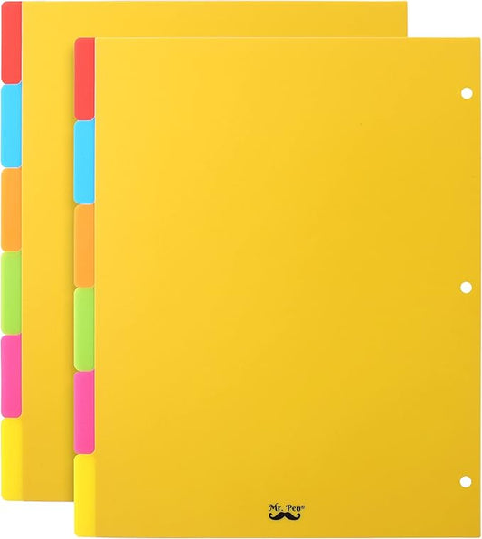 Mr. Pen- Binder Dividers - 6 Tab Dividers, Pack of 2 Sets (12 Dividers Total) for 3 Ring Binder