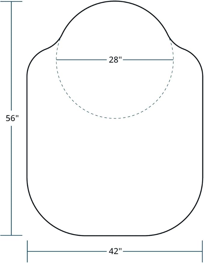 Evolve Modern Shape 42"x 56" Clear Office Chair Mat with Lip for Low and Medium Pile Carpet, Made in The USA by Dimex, C5D5001J