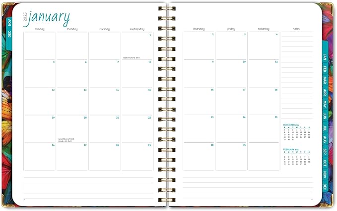 HARDCOVER 2025 Planner, 8.5"x11": 14 Months (November 2024 - December 2025), Daily Weekly Monthly Planner, Yearly Agenda, Bookmark, Pocket Folder and Sticky Note Set (Colorful Butterflies)