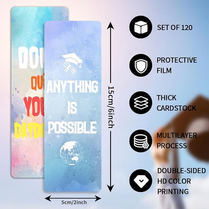 Bookmark, Bookmarks for Adults, 120 PCS, Book Markers for Reading, Teacher Bookmark, Inspirational Bookmarks, Aesthetic Bookmark, Planner Bookmark, Paper Bookmarks, Book Marker, Bookmarks for Women