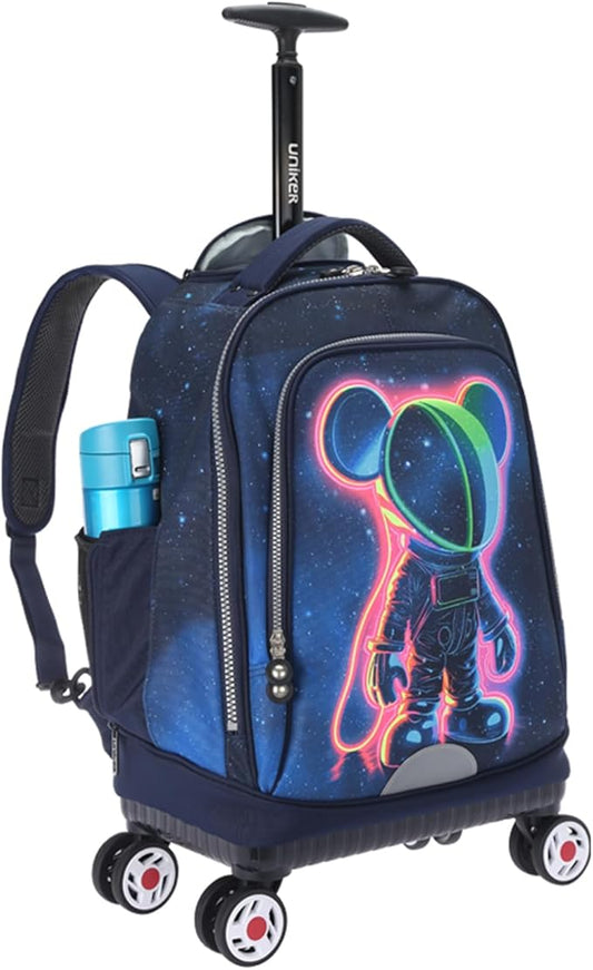 UNIKER Rolling Backpack with Wheels for Travel, Roller Backpack for Women, Wheeled Laptop Bag Fits 15.6 Inch Notebook