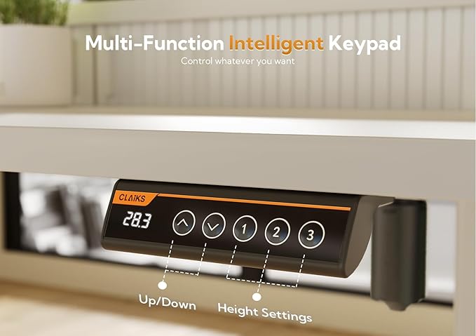 Standing Desk with Roller Shutter Door, Electric Standing Desk Adjustable Height, Adjustable Standing Desk with Storage Shelves, 48 Inch White