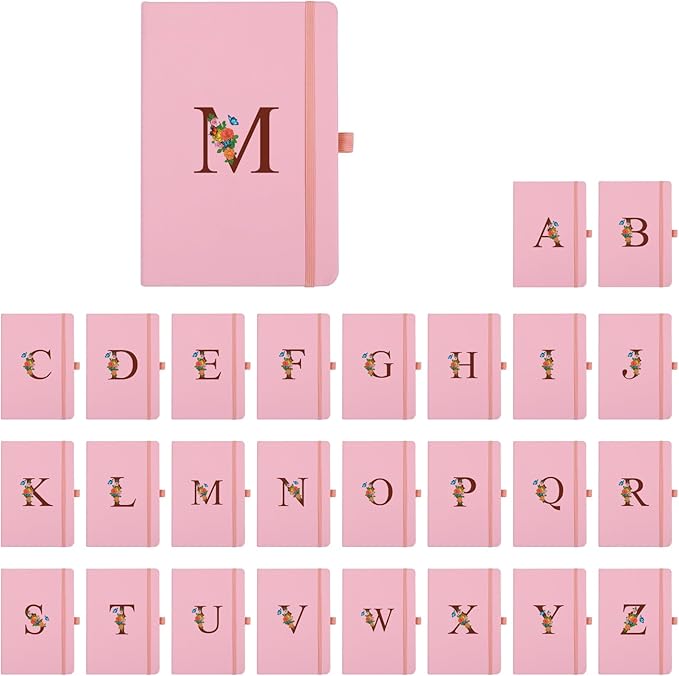 Pink Notebook for Women, 5.7"X8.3" A5 Journal Notebook with Letter N, Dual-Sided Writing Notebook with Dividers, Cute Leather Journal for Work, Business, School, Meetings, Travelers, Small Notebook