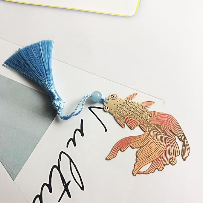 Bookmarks for Book Lovers Book Marks for Reading Women Birthday Graduation Christmas Gifts for Her Cute Metal Bookmark Book Markers Stocking Stuffers for Teens (Fish)