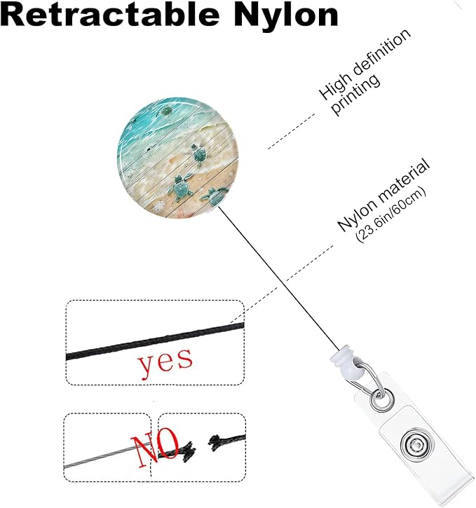 Sea Turtle Badge Reels Holder Retractable with ID Clip for Nurse Name Tag Card Nursing for Doctor Teacher Student Employee Office Medical Work