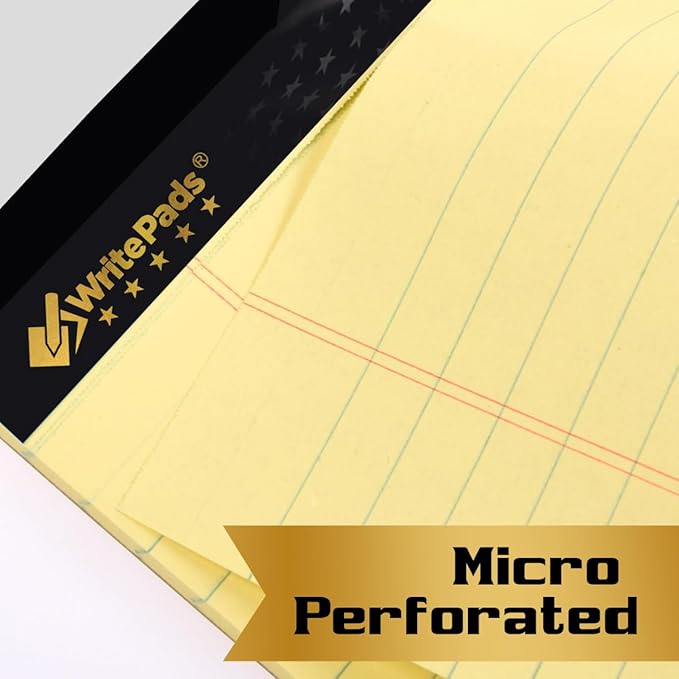 KAISA Small Legal Pads 5x8 Note Pads, Narrow Ruled 5"x8" Writing Pads, 50 Sheets Perforated Notepads, 20lb Heavyweight Rigid Back Premium Legal Pads, Canary Paper Pads, 12Pad