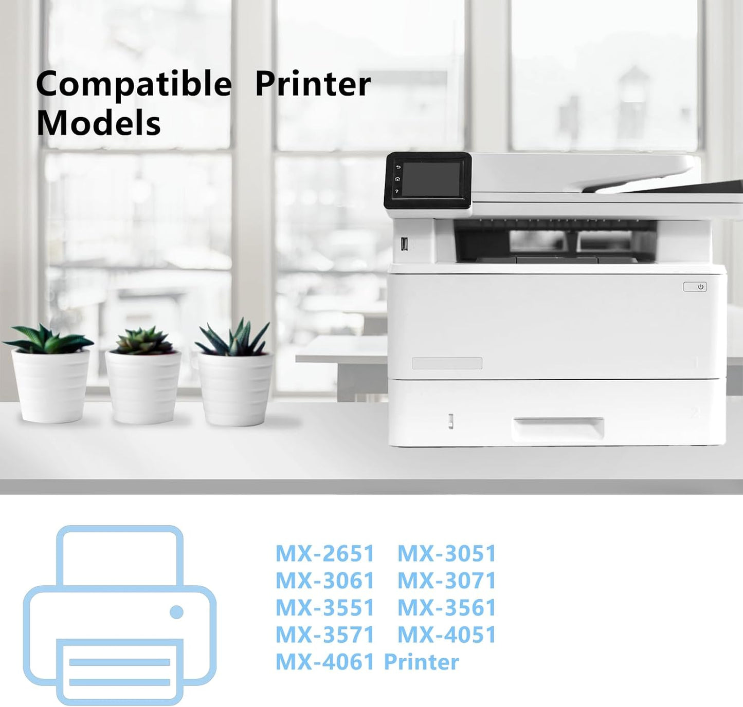 MX61NT MX-61NT Toner Cartridges MX-61NT-BA MX-61NT-CA MX61NT-MA MX-61NT-YA Compatible for Sharp MX-2651 MX-3051 MX-3061 MX-3071 MX-3551 MX-3561 MX-3571 MX-4051 MX-4061 Printer (4-Pack)