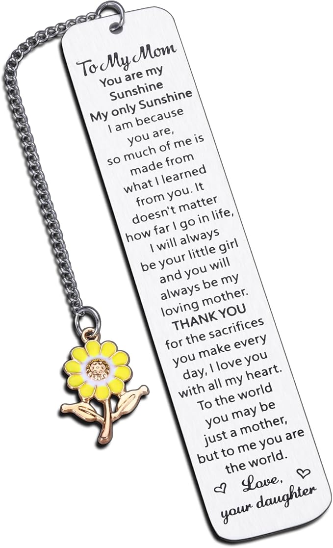 Bookmark Gifts for Mom Mother’s Day Gifts for Mom Mother Mommy from Daughter Christmas Stocking Stuffers Gift for Mom from Daughter Teens Girls Birthday Mom Gifts for Book Lover You are My Sunshine