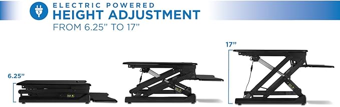 Mount-It! Electric Standing Desk Converter 35.4" x 23" Stand Up Desk Riser, Computer Workstations Motorized Desk Convertor, Sit to Stand with Built-in USB Port, Ergonomic Height Adjustable in Black