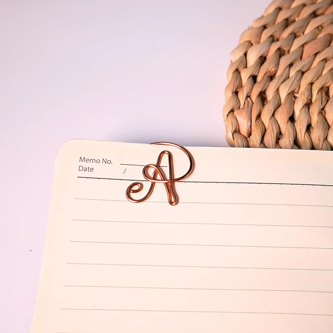 Personalized Initial Copper Bookmark, Set of 5, Handmade Copper Gift for Her, Him, Couple on Birthday, Wedding Anniversary, Alphabet Bookmark (A)