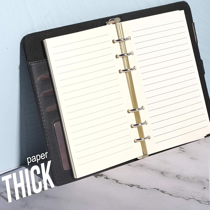 Refill Lined Paper, Leather Journal Refills Lined, 6-Holes Inserts (320 Pages) for A6 Binder Refillable Journals Notebooks, 2 Pack(Each Pack 80 Sheets, 160 Pages)