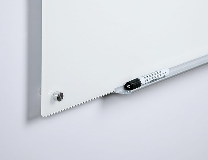 Audio-Visual Direct Magnetic Ultra White Glass Dry-Erase Board Set - 40" x 35" - Includes Magnets, Hardware & Marker Tray