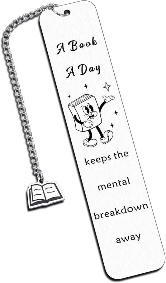 Funny Bookmark for Book Lover Bookish Bookworm Reading Women Men Bookmark Gifts for Her Teens Girls Daughter Friends Granddaughter Book Nerd Birthday Graduation Book Mark Gift Christmas Mental Health