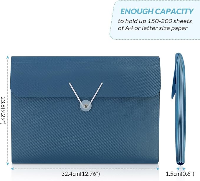 SKYDUE Accordion File Organizer, Expanding File Folder with 7 Pockets, Portable Receipt Paper Documents Organizer, Letter Size Filing Folder School Office Supplies Dark Blue Darkblue