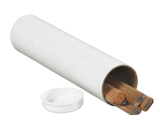 BOX USA BP1512W Mailing Tubes with Caps, 1-1/2" x 12", White (Pack of 50)