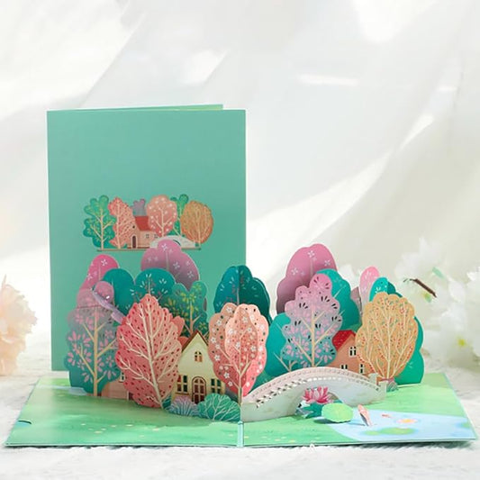 Forest Greeting Pop Up Card, 3D Spring Cards for Birthday, Happy Retirement, Mother’s Day, Summer, Holiday, Mountain, Outdoor, All Occasions
