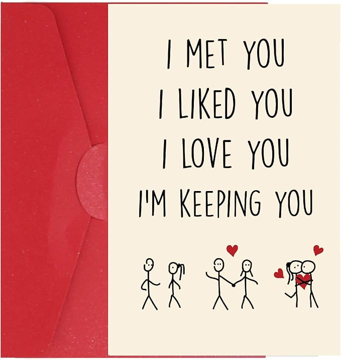 Cheerin Anniversary Day Cards for Him and Her - Romantic Greeting Card with Envelope - Sweet Birthday Card for Husband Wife Girlfriend Boyfriend