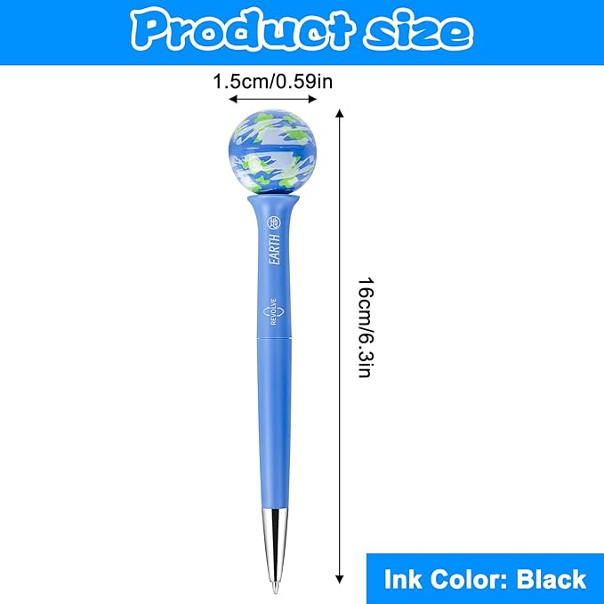 Rotating Gel Ink Rollerball Earth Pen, 1.0mm Black Nib, Students Decompress the Rotary Pen,with Quick-Drying Ink Suitable for Schools, Offices