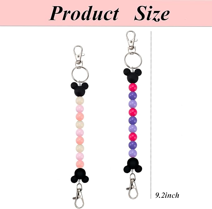 2Pcs Mouse Ear Holder for Backpack Beaded Lanyard Keychain Park Trip Essentials Headband Hanging Display Accessories