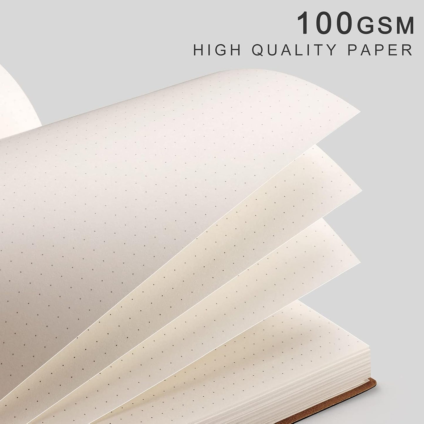 EMSHOI Dotted Journal Bullet Notebook, B5 Large Softcover Leather Journal, 192 Numbered Pages 100gsm Thick Dot Grid Notebook for Drawing Women Men Work School Supplies, 7.48"x10.15"-GrayBlue