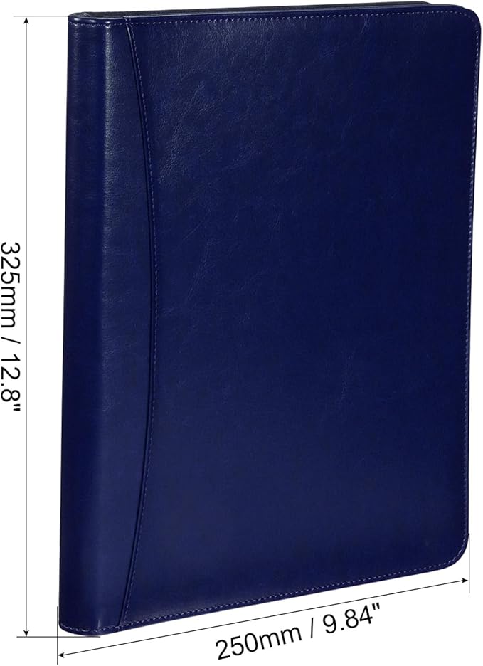 PATIKIL A4 Business Portfolio, PU Leather Padfolio Organizer Legal Document Folder Zipper Professional Clipboard Sleeve Binder for Resume Interview, Blue
