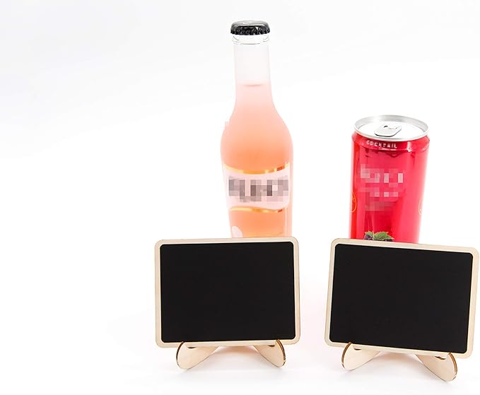 20 Pack Wood Mini Chalkboards Signs with Support Easels, Place Cards, Small Rectangle Chalkboards Blackboard for Weddings, Birthday Parties, Message Board Signs and Event Decorations