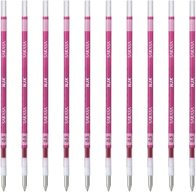 Zebra Ballpoint Pen Refill, Sarasa, NJK-0.5 Lead, Magenta, 10 Count BRNJK5MZ
