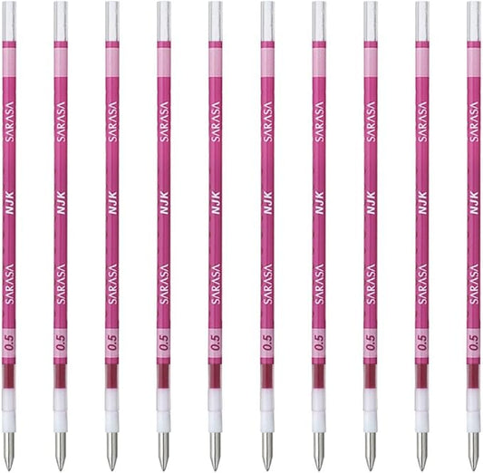 Zebra Ballpoint Pen Refill, Sarasa, NJK-0.5 Lead, Magenta, 10 Count BRNJK5MZ
