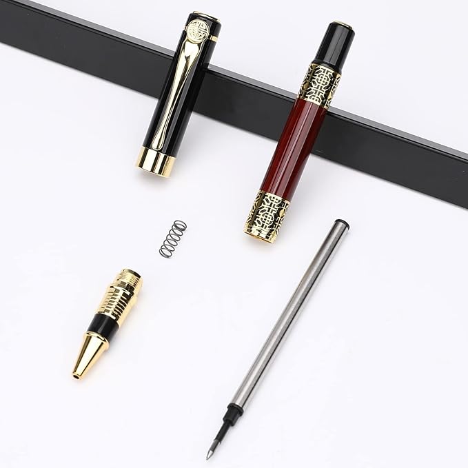 YIVONKA Ballpoint Pen Black Refill,Classical retro style Luxury Pen,Best Ball Pen Gift Set for Men & Women Professional Executive,Office,Nice Pens Classy Gift Box (2 Pack Red)