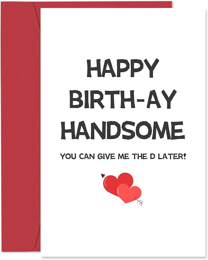 Heollaok Funny Birthday Card for Husband Boyfriend Fiance, Naughty Birthday Card for Him, Rude Birthday Cards for Men, Happy Birthday Handsome