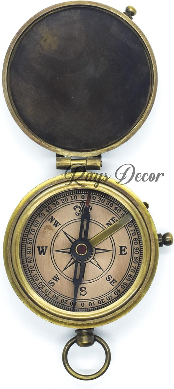 Personalized Engraved Compass Brass Metal Directional Compass with Leather Cover Gift for Husband, Personalized, Communion Gift, Gift for Him & Her, Luxury