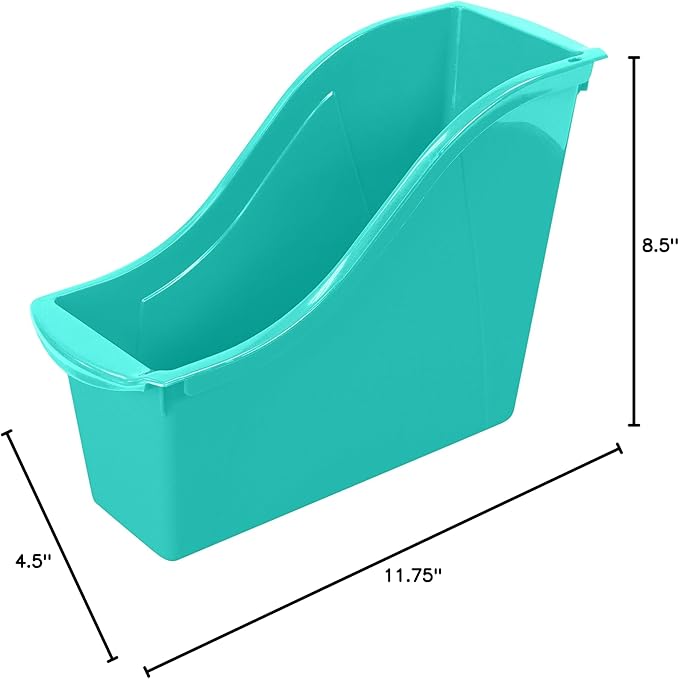 Storex Small Book Bin, Linking Storage Bin, Dry Erase Surface, 11.75" x 8.5" x 4.5" STEM Turquoise (Pack of 6)