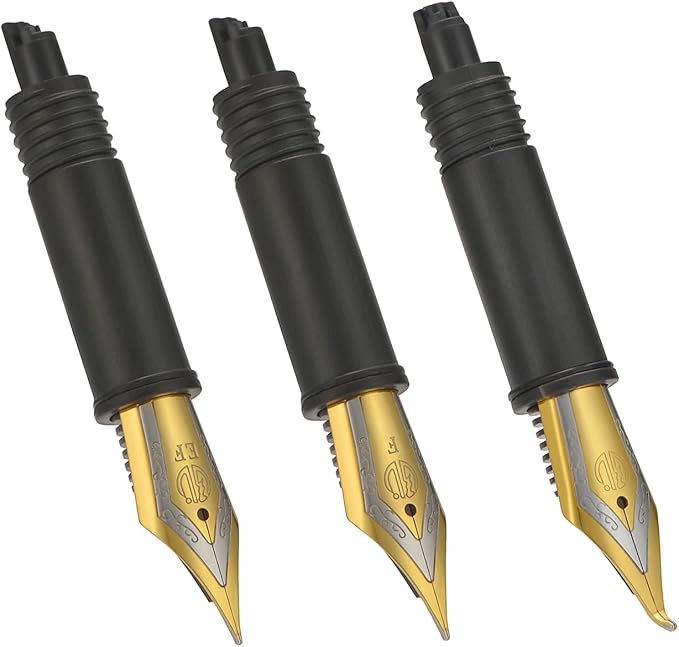 Set of 3 Hongdian Fountain Pen Nibs Gold Trim (Fine, Extra Fine and Bent Nib) for Black Forest 1850, M2, 1851, 1843, 6013, 517D, 517S, 525,H1, H3, A3, 1843 and 920 Series