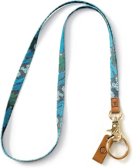 MNGARISTA Neck Lanyard for Keys, Floral Key Lanyard for Women, Durable ID Lanyards with Keyring and Clasp for ID Badges, School ID or Wallets, Black Cactus