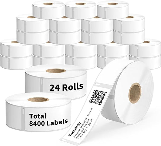 Tacnology 24 Rolls 8400 Labels Direct Thermal Labels Compatible with DYMO 30252 (1-1/8" x 3-1/2") Address & Barcode Labels for Dymo Label 450, 450 Turbo,4X & Zebra Desktop Printers