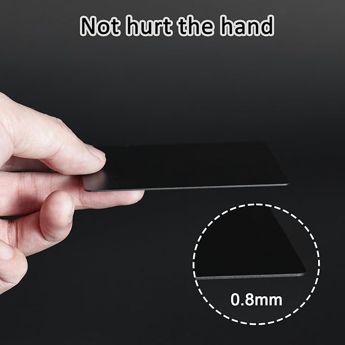 Thick Aluminum Metal Business Cards Anodized Aluminum 86 X 54 X 0.8mm 15 pcs Include Protector Sleeves (Different Shapes Black)