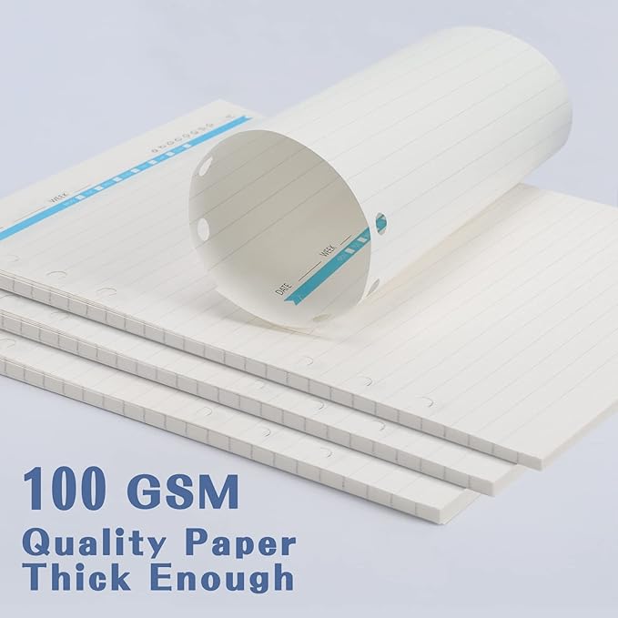 A5 Refills Paper, A5 Binder Planner Loose Leaf Paper, 120 Sheets (240 Pages) 6-Hole Notebook Refills for 6-Ring Refillable A5 Ring Binder Notebook Planner, Lined Paper Creamy Color