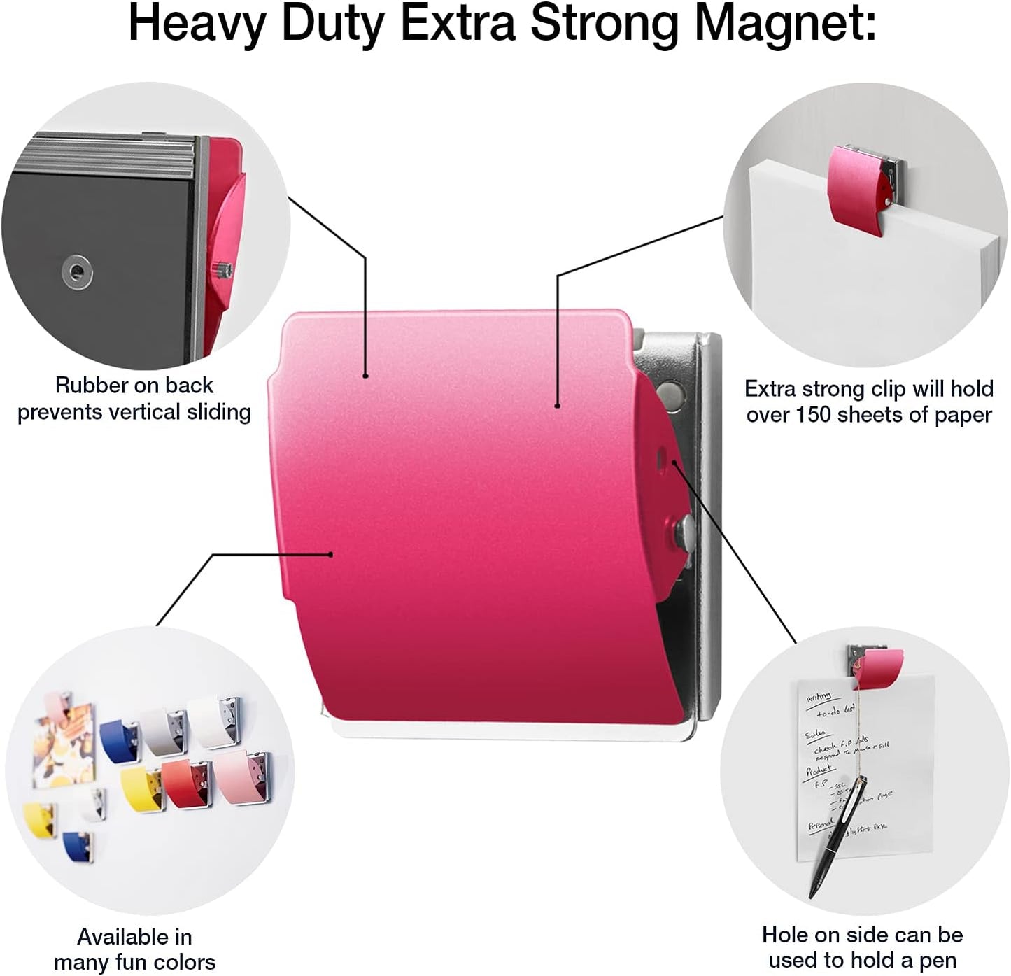 Plus Extra Strong Magnetic Clips, Large 3-Pack, Red