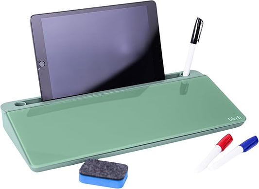 Birch Desktop Whiteboard with Storage & Multiple Markers Surface Desktop Glass Dry Erase Board Desk Top White Board Dry Erase Notepad Desk White Board Tabletop Desk Whiteboard (Moss)
