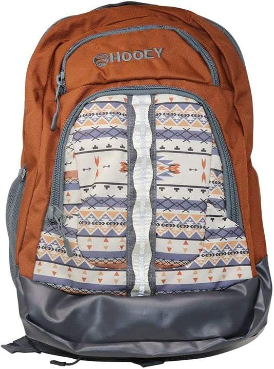 HOOEY Ox 40 Liter Hiking Backpack Rain Cover Hat Strap Laptop Sleeve Hydro Pockets (Rust/Grey)