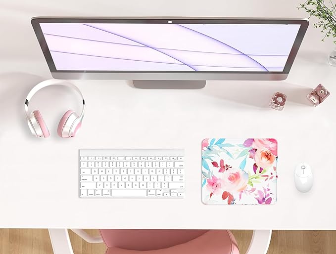 eulps Mouse Pad with Stitched Edge, Multiple Patterns Computer Mouse Pads with Non-Slip Rubber Base, Washable Cloth Mousepad, for Gaming, Laptop, PC (Pastel Bloom)