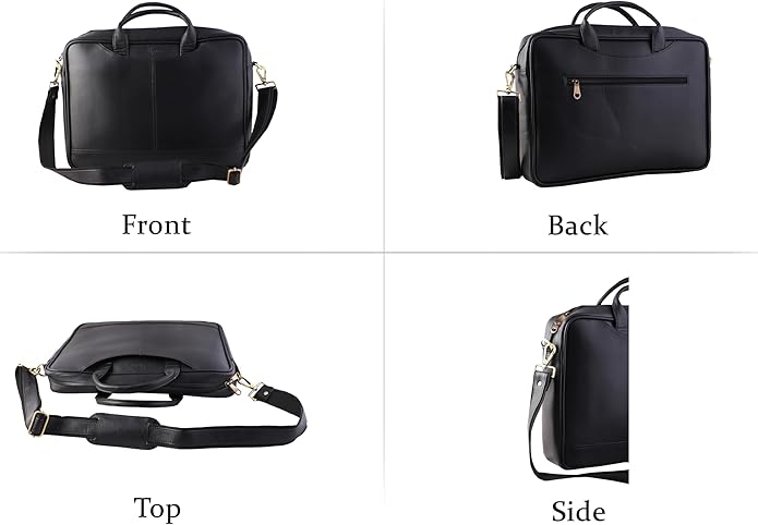 Mysa Vegan Leather Vintage Messenger Crossbody Shoulder Briefcase Bag for Office Work Fit 14.5" Computer Laptop for Men Women