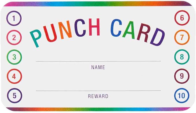 Teacher Punch Cards 200 Pack (3.5 x 2 inch) - Incentive Behavior Reward Card for Students