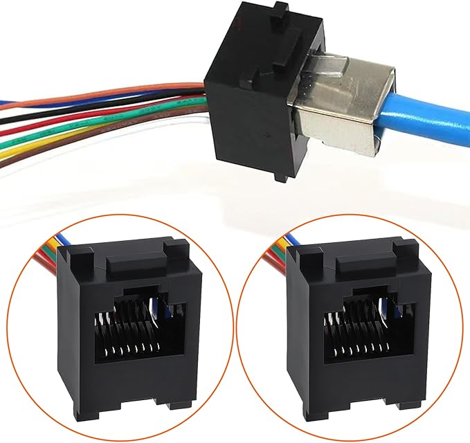 ECSiNG 5Pcs RJ45 Telephone Adapter Wire Cord 8P8C RJ45 Socket Wired Suitable for Telephone Fax Machine Intercom Doorbell Video Doorbell 10cm