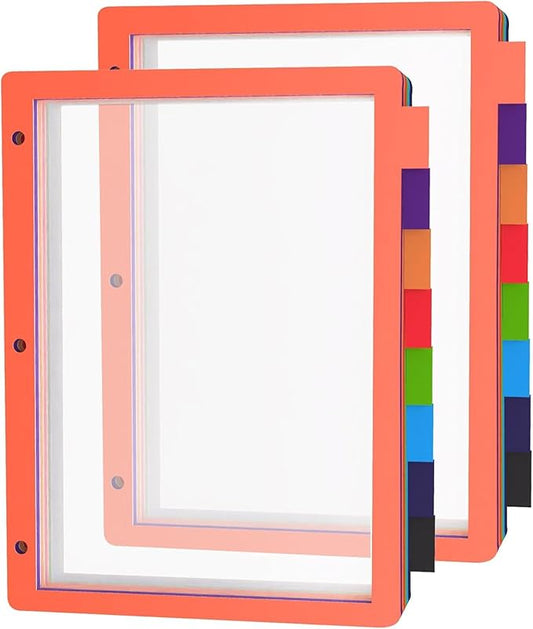 HABGP 16Pcs/2 Set 8 Tab Dividers for 3 Ring Binder, 16 Pcs Clear Color 3 Ring Binder Dividers with Tabs, Page Folder Dividers, Plastic Tabbed File Dividers with Tabs, Three Ring Binder Index Dividers