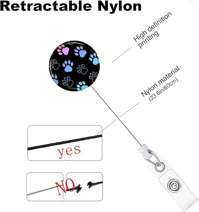 Dog Paw Badge Reels Holder Retractable with ID Clip for Nurse Name Tag Card Nursing for Doctor Teacher Student Employee Office Medical Work 2